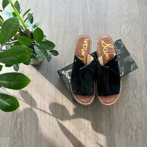 NWT Sam Edelman Black Suede Wedges